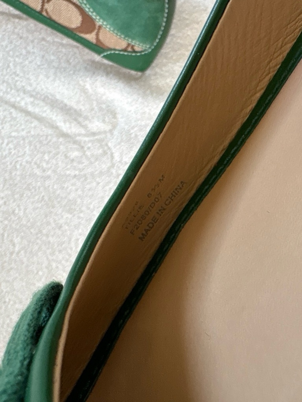 LIKE NEW/NEW Coach Tillie Green Tan Ballet Bow Flats Size 8.5 - Picture 6 of 7